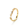 Gold electroplated women's adjustable ring with irregular geometric silver base