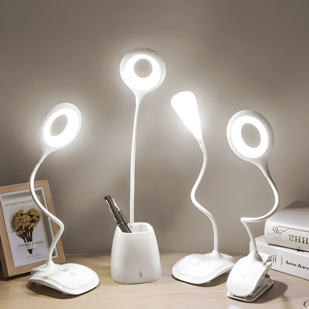 Touch switch LED charging small table lamp in black with ABS ring material, 18cm diameter and 20cm height