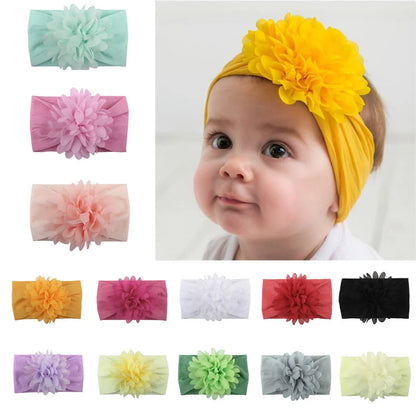 Handmade chiffon flower headband for babies in various colours