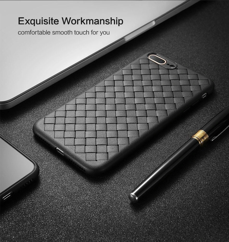 Luxury grid weaving iPhone case with eco-friendly TPU and cooling design