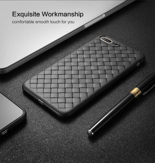 Luxury grid weaving iPhone case with eco-friendly TPU and cooling design