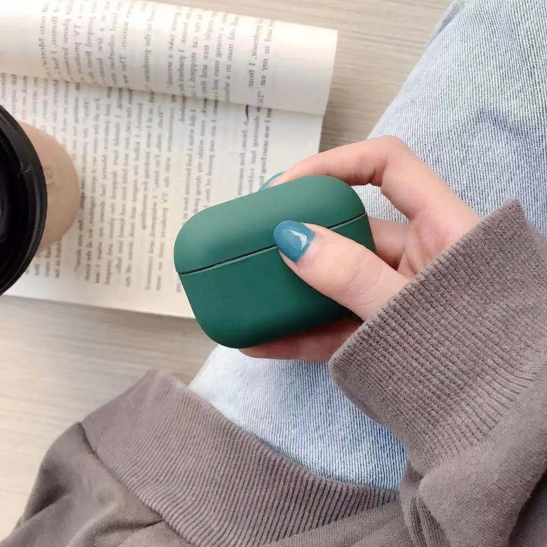 Plastic AirPods Pro protective case shown in available colours including black, red and mint green
