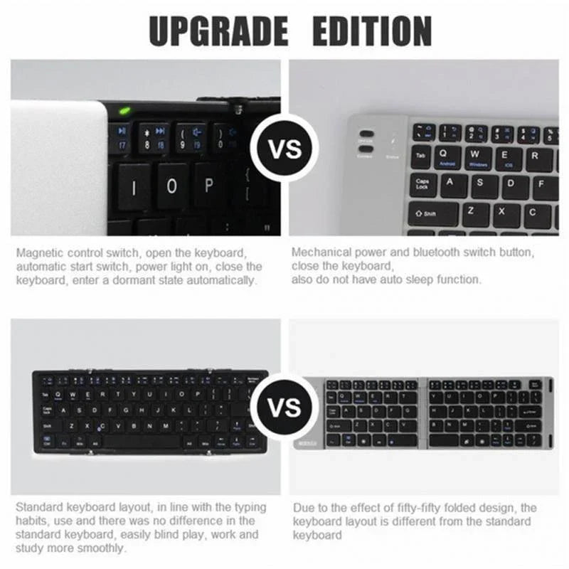 Intelligent Pocket Folding Keyboard Travel Edition in black and white
