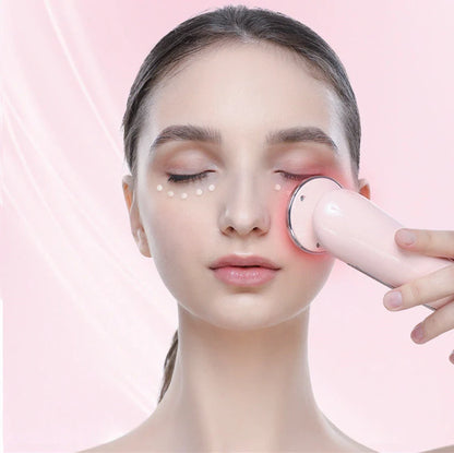 Pink White Facial Massager with multi-function cleansing and light therapy features
