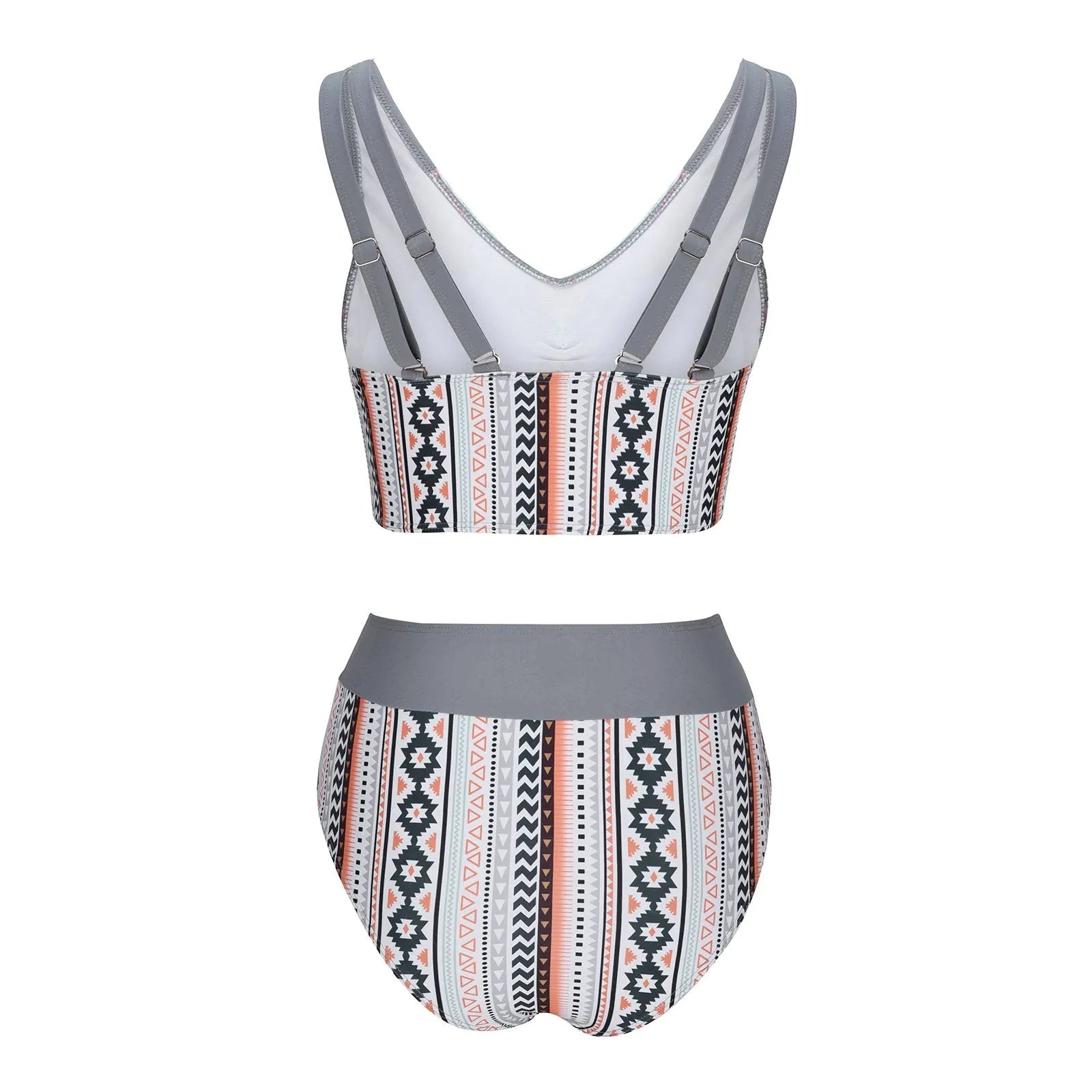 Solid colour women's cross sling split swimsuit in brief style made from polyester fabric.