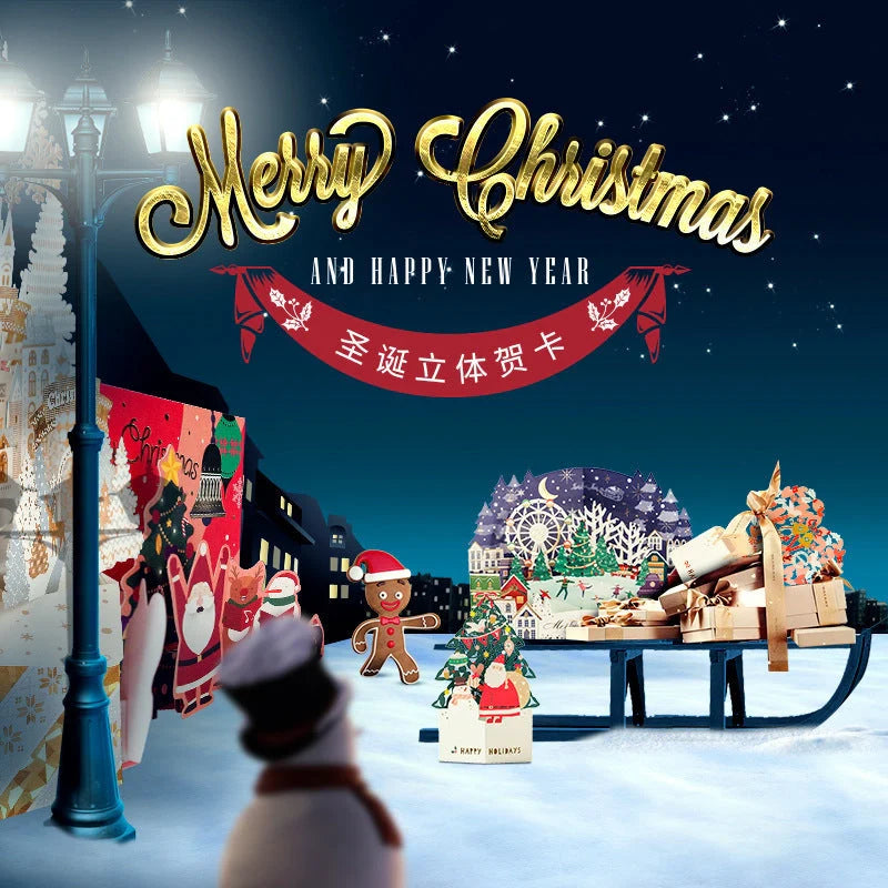 Three-dimensional greeting card with vibrant colours and bronzing details