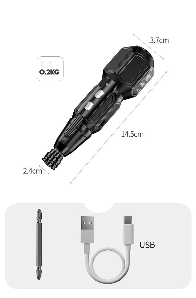 Cordless automatic screwdriver hand drill with USB cable, 3.6V, variable speed, torque control, colour options A to E