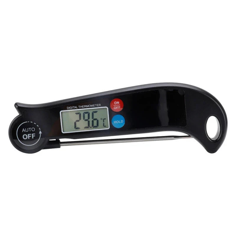 Electronic kitchen thermometer with LCD display and stainless steel probe