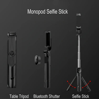 Bluetooth selfie stick with remote control extended to 100cm holding smartphone