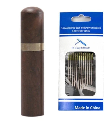 Dual-purpose blind sewing needle set for easy threading and sewing