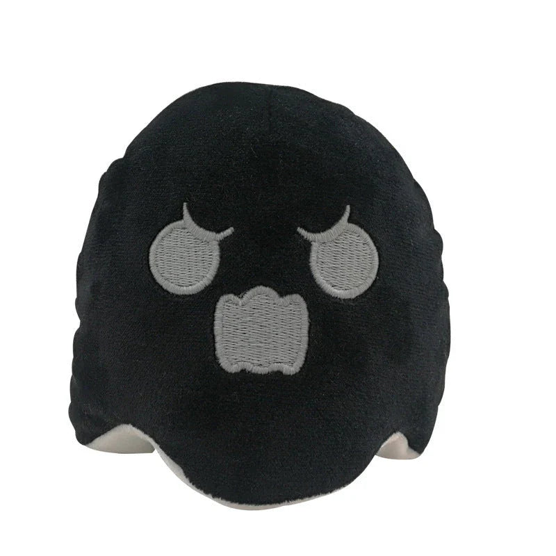 Reversible flip octopus plush doll toy in purple and white with black, 12cm size