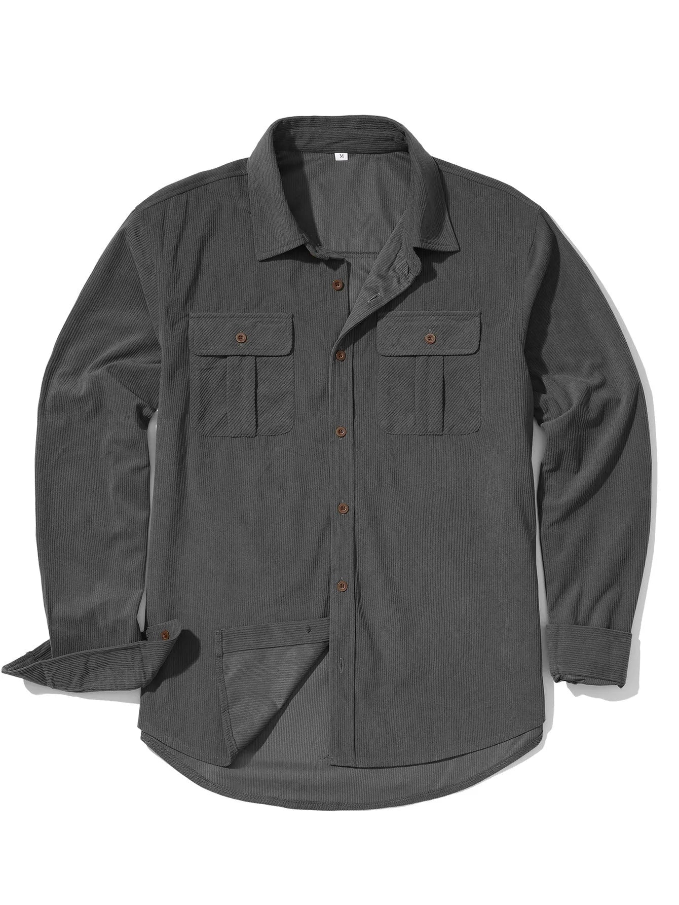 Men's thin corduroy shirt in Japanese retro style with sanded velvet texture and long sleeves