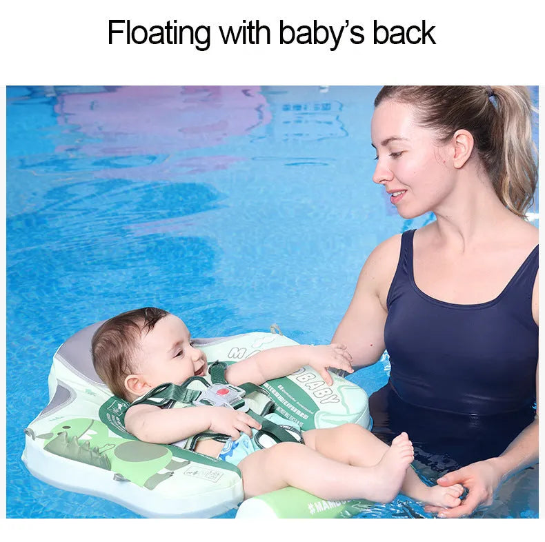 Green dinosaur baby inflatable swimming ring with sun shade for children