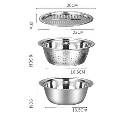 Versatile Stainless Steel Veggie Chopper - All-in-One Kitchen Gadget for Chopping, Grating, and Draining Vegetables