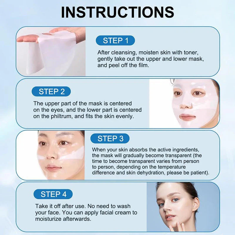 Revitalizing collagen face mask for hydration, wrinkle reduction, and skin brightening