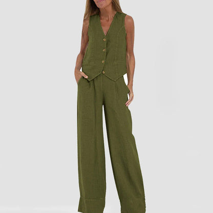 Chic summer vest and pants set for women in various colors and sizes