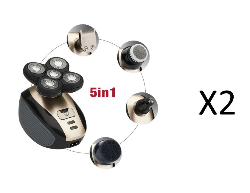 5-in-1 multifunctional electric shaver for men with 5 floating blades, waterproof design