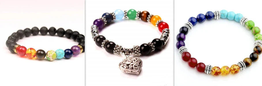 Handcrafted lava bead bracelet with seven chakra healing stones for balance and wellness