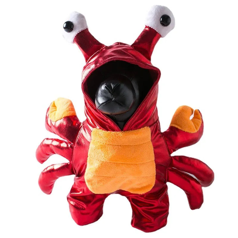 Red PU pet costume for cats and dogs, a transfiguration outfit for Halloween, shown in size M.
