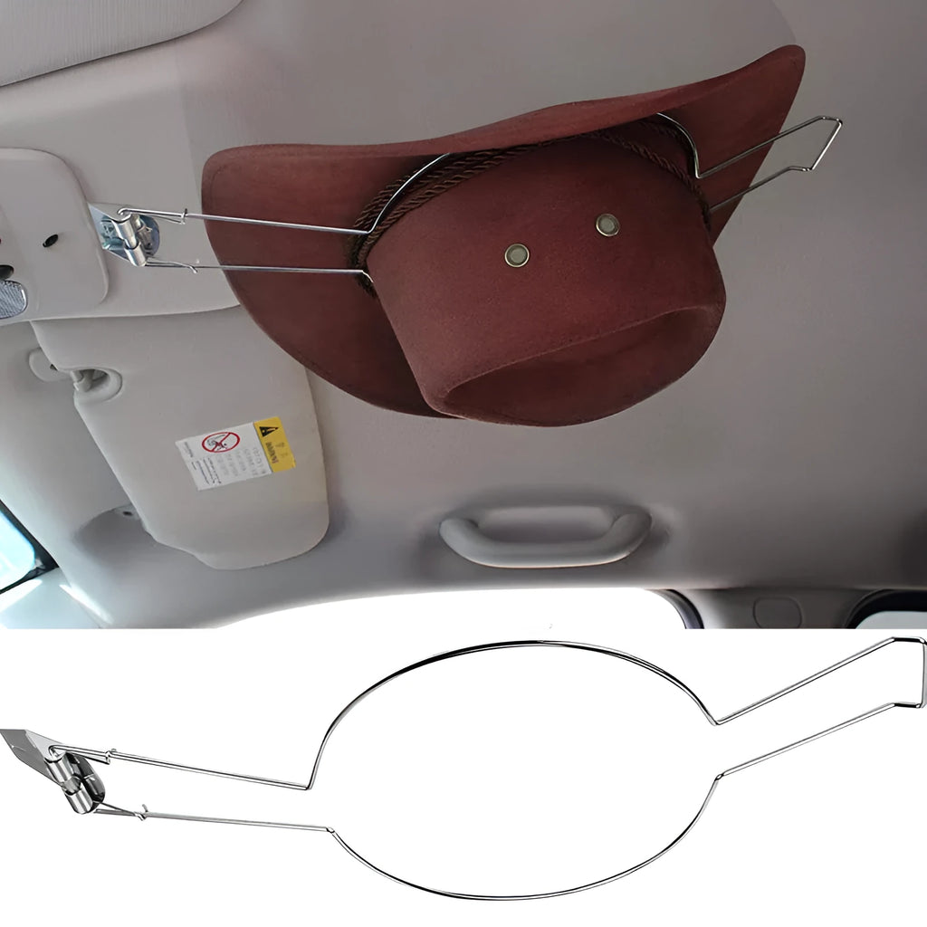 Brown freestanding car-shaped hat stand with a chrome-plated interior iron frame