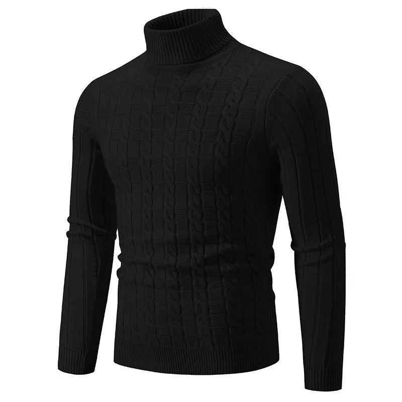 Men's slim fit chenille turtleneck pullover in multiple colours showing contemporary design