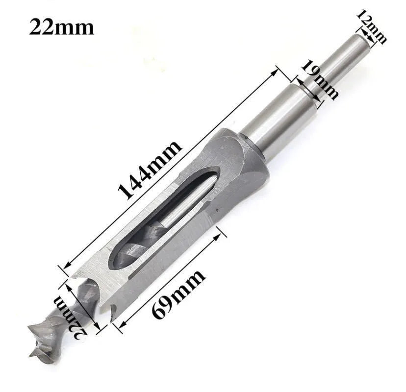 Alloy steel square hole drill tapper with multiple model sizes from 6mm to 30mm for woodworking mortising
