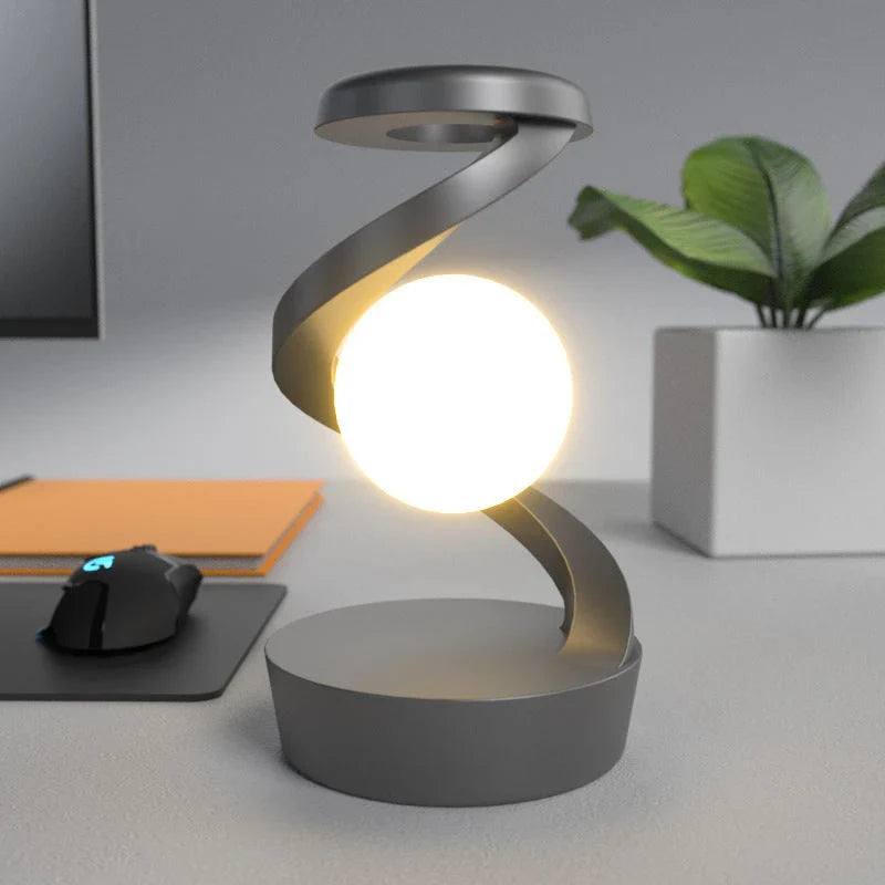 Rotating Moon Lamp with Wireless Charging - Adjustable Desk Lamp for Home and Office Decor