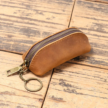 Men's genuine leather multi-functional clutch coin purse with chain in brown yellow, dark brown, and black