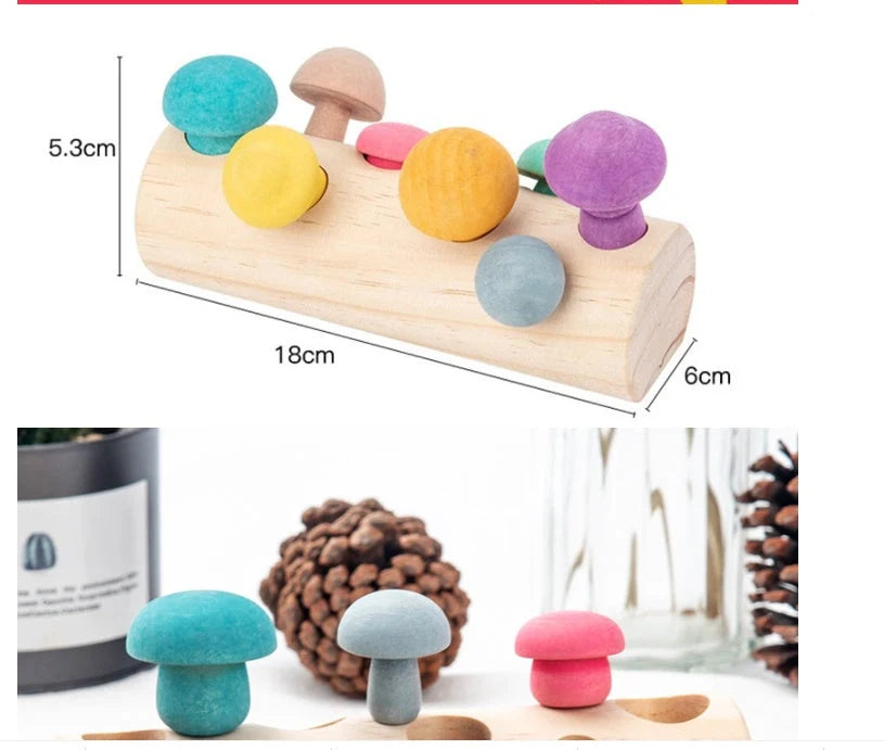 Wooden simulation mushroom picking game for toddlers, educational toy