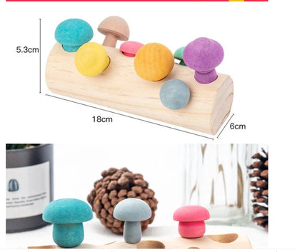Wooden simulation mushroom picking game for toddlers, educational toy
