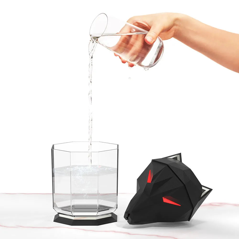 War Wolf desktop ultrasonic humidifier with chrome finish and colourful LED lights.