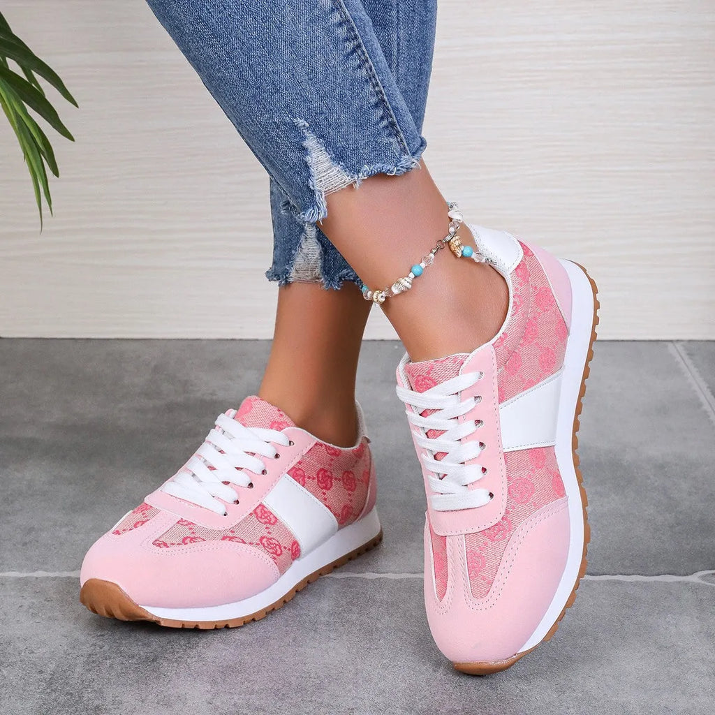 Women's casual lace-up shoes in khaki colour with cross-strap detail and round toe, flat heel profile