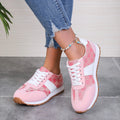 Women's casual lace-up shoes in khaki colour with cross-strap detail and round toe, flat heel profile