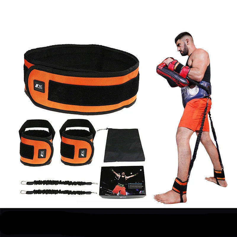 Leg squat boxing combat training resistance bands in orange, pink, and green
