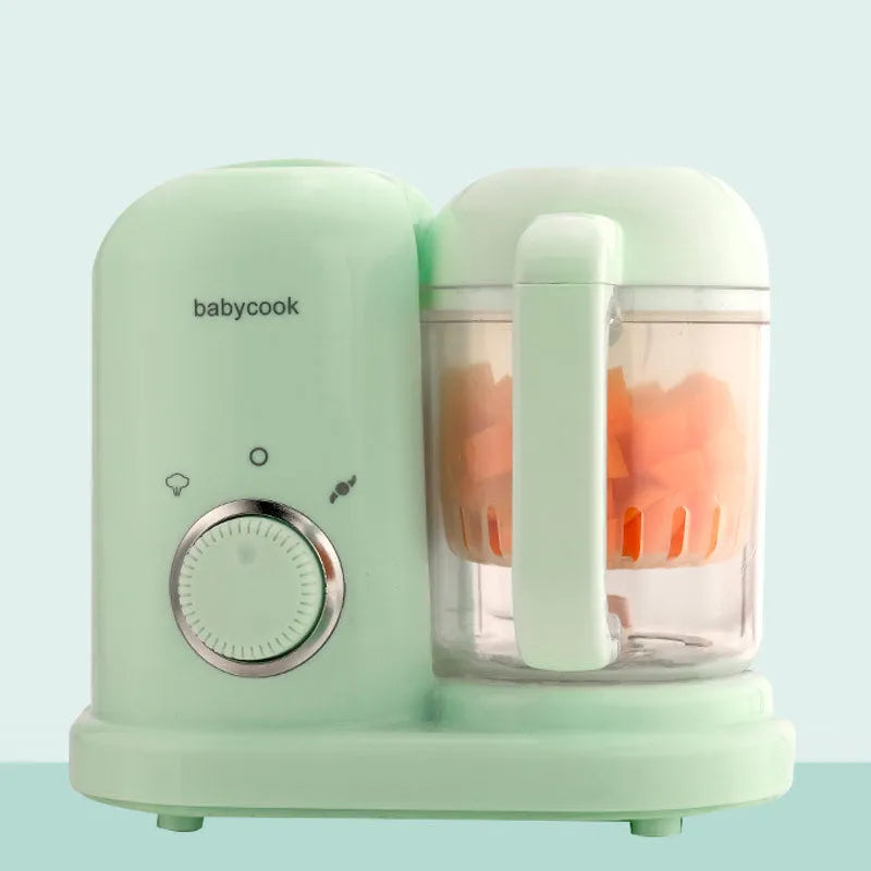 Green baby food processor steamer and blender with double mixing blades and 10 litre capacity