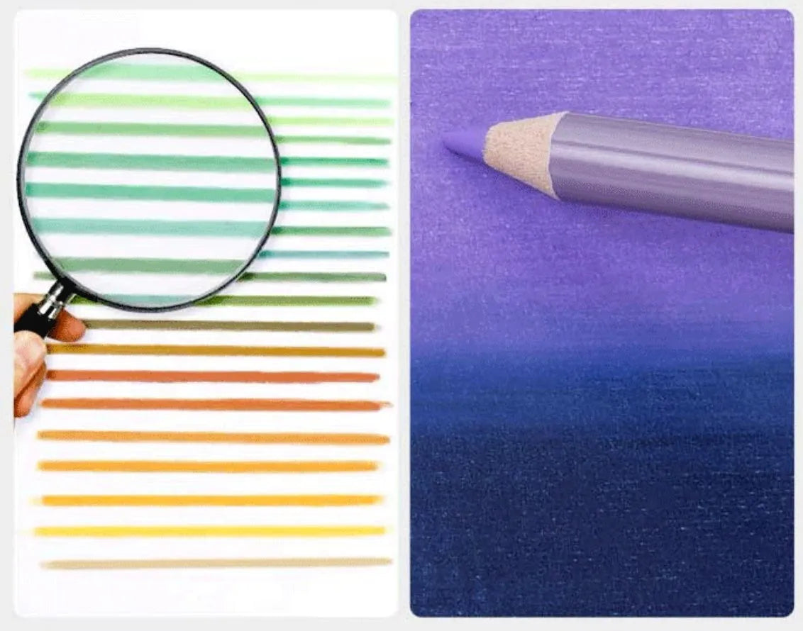 Boxed set of 72 or 126 soft core colour pencils for drawing and art.