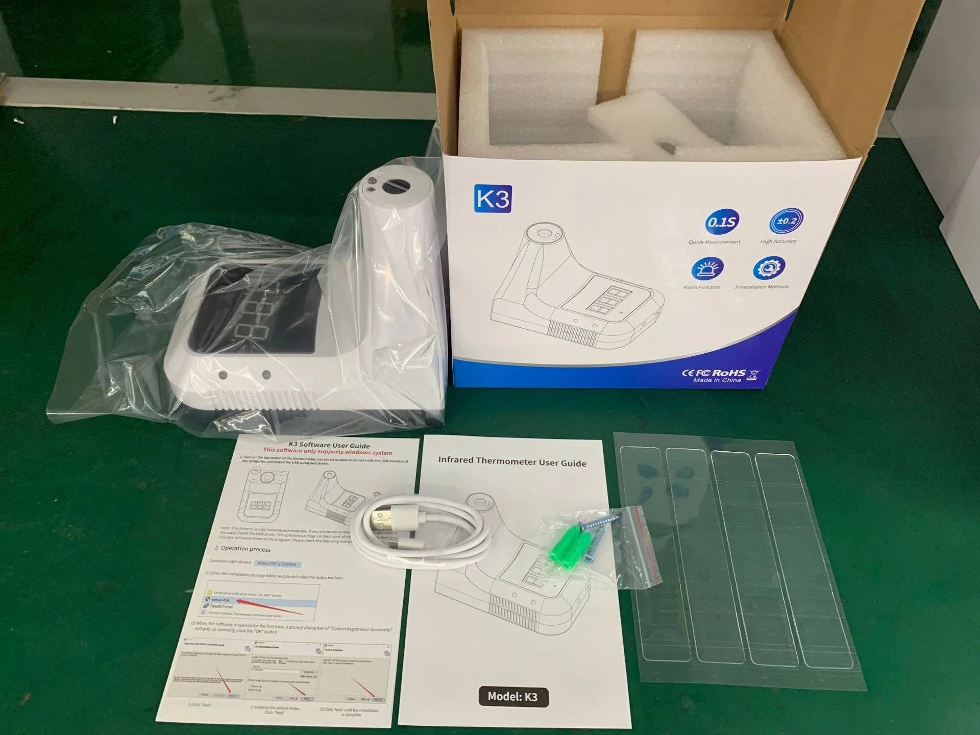 Wall-mounted non-contact infrared thermometer with digital display and fever alarm