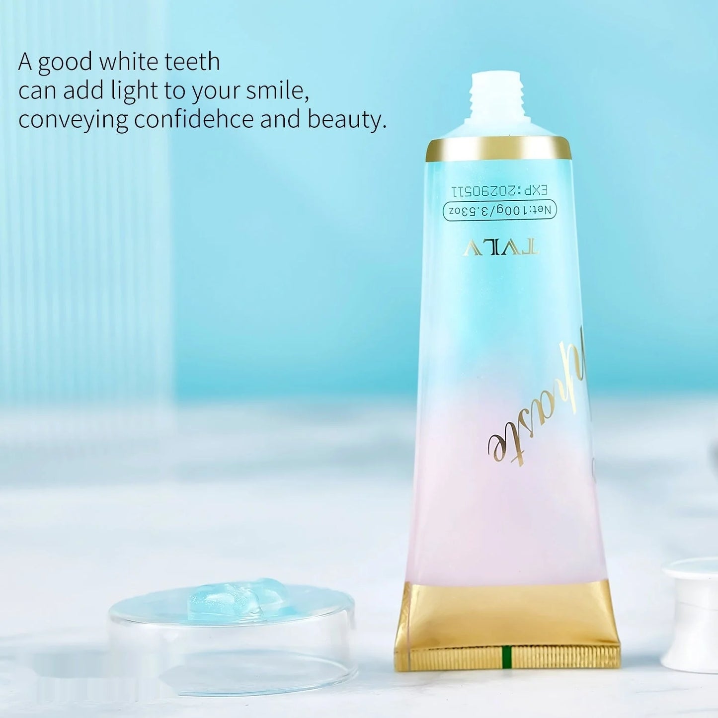 Colorful Pure White Toothpaste tube for effective tooth stain removal and fresh breath