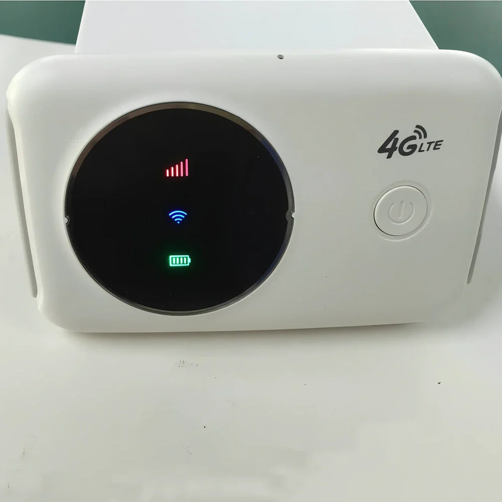 White 4G wireless router with 150Mbps speed, dual band 5GHz support, and SIM card slot for secure connectivity