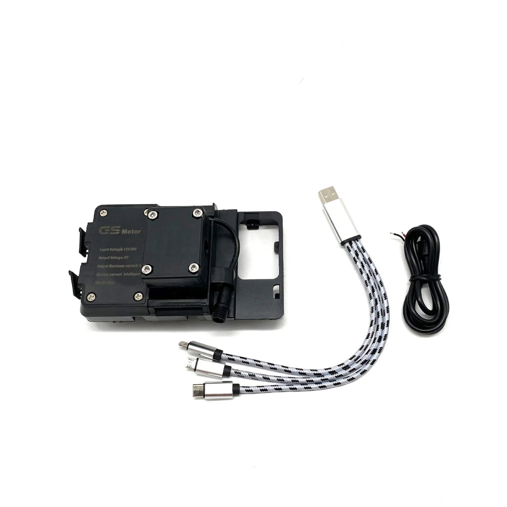 Black ABS plastic phone navigation bracket for BMW R1200GS and R1250GS motorcycles