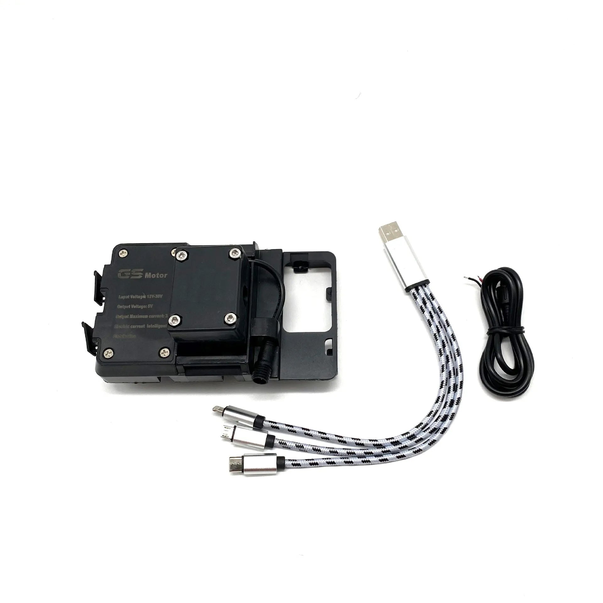 Black ABS plastic phone navigation bracket for BMW R1200GS and R1250GS motorcycles