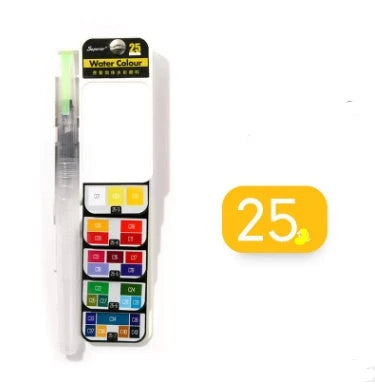 Compact foldable watercolor paint set with brush pen and 42 vibrant colors