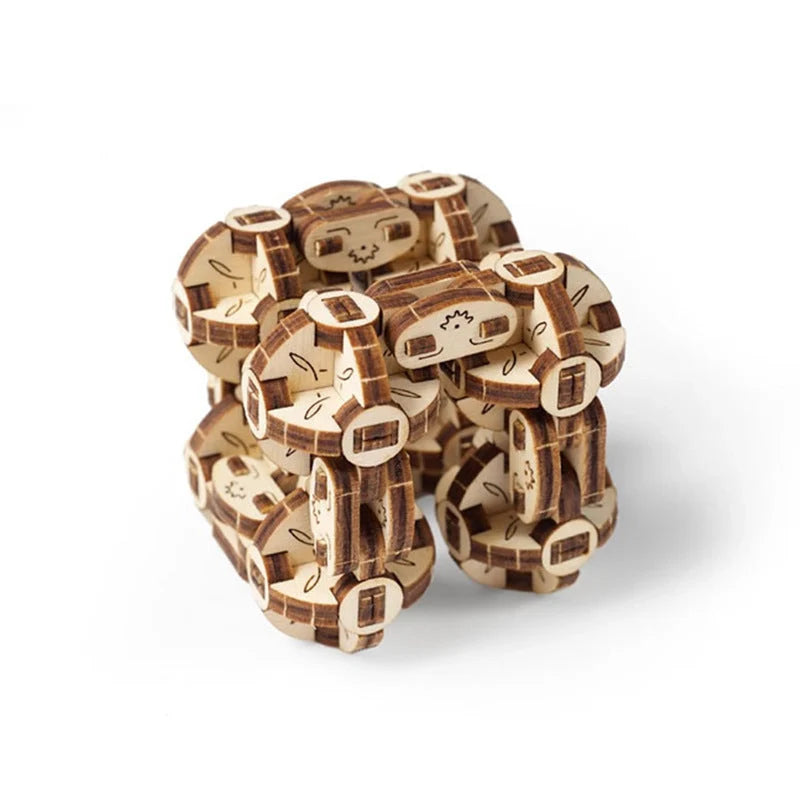 Wooden Fingertip Rubik Cube puzzle with various themes