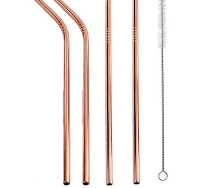Colourful reusable stainless steel straws with threaded non-slip lines in various sizes and colours