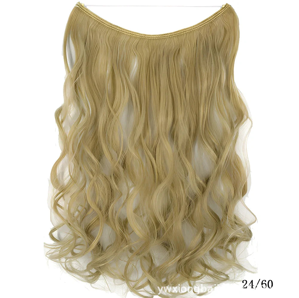 22 inch invisible wire silky straight synthetic hair extensions, 55cm length 80g weight no clips