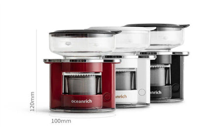 Compact automatic rotary coffee machine with stainless steel strainer for even extraction