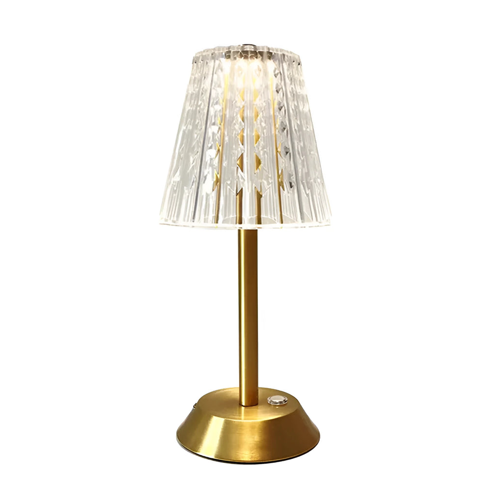 USB night light with touch three-colour dimming, electroplated crystal finish, acrylic lampshade, 29cm size, push button switch