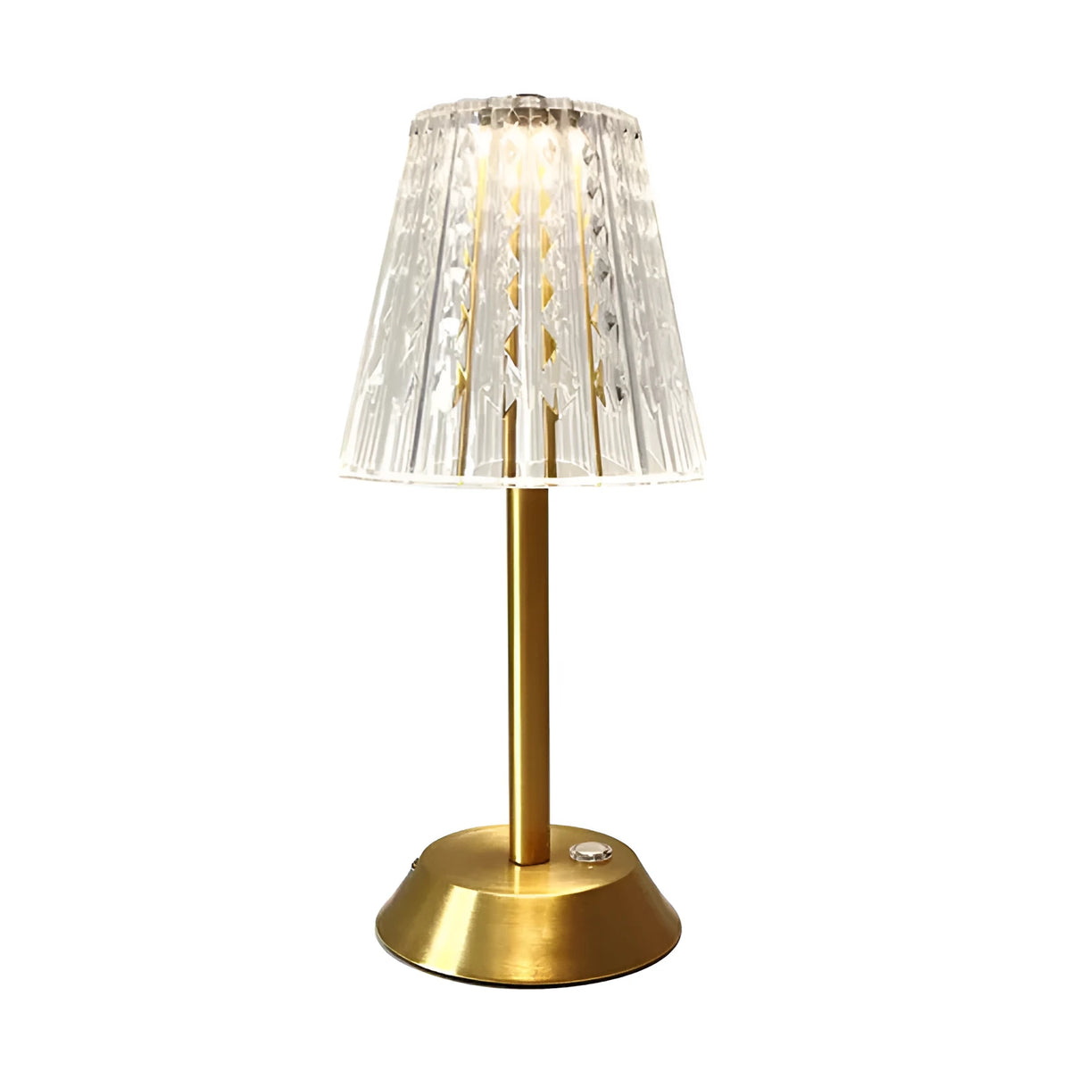 USB night light with touch three-colour dimming, electroplated crystal finish, acrylic lampshade, 29cm size, push button switch