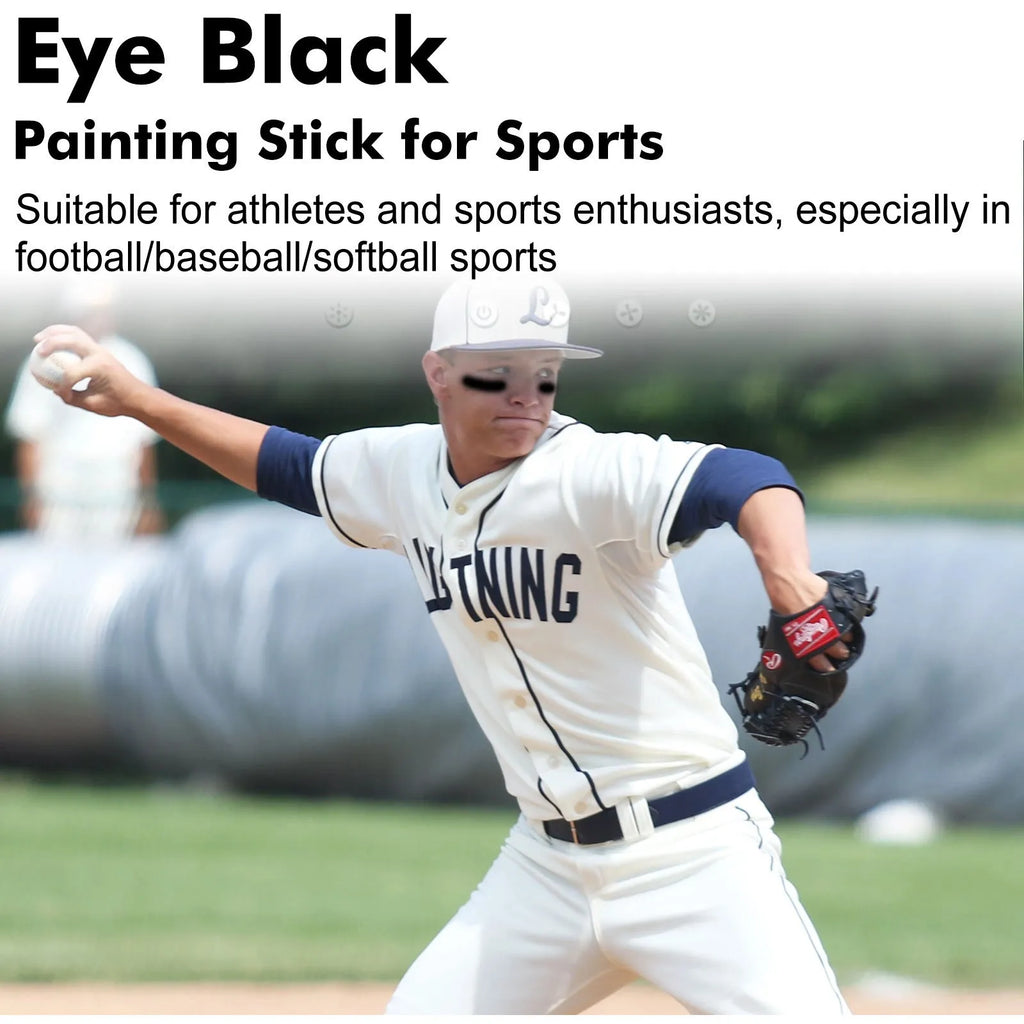 Sports eye black paint stick in black finish with 15g net content for athletic glare reduction.