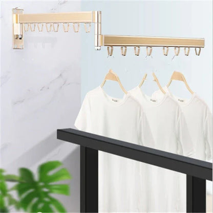 Versatile wall-mounted foldable aluminium alloy drying rack with track system for secure clothes drying